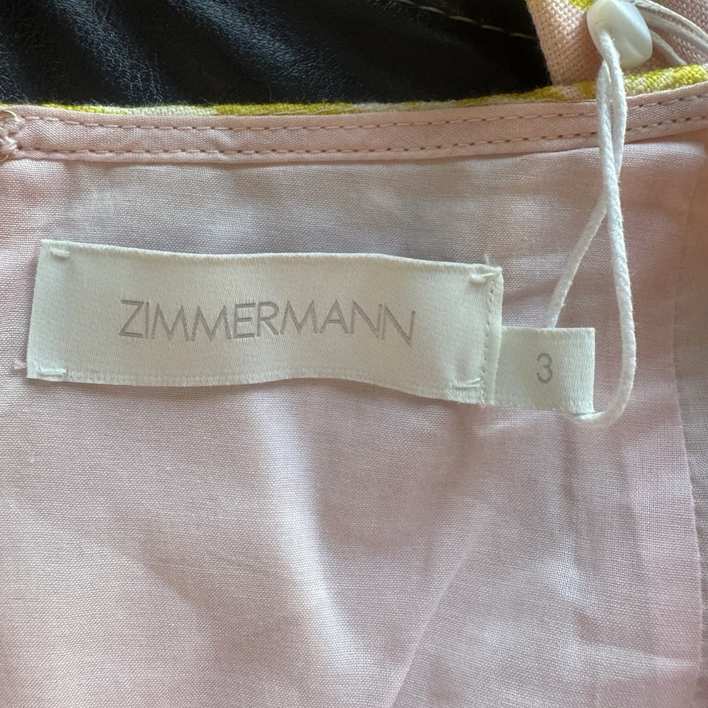 NWT Zimmermann Mini Linen Dress Size:3(US:10) Floral Ruffle Open Back MSRP:$695 - Picture 9 of 15
